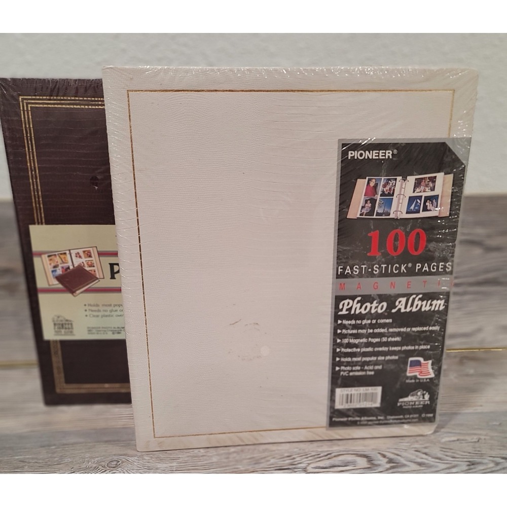 photo album vintage magnetic pages set of two New books Brown, White 12x10 NOS